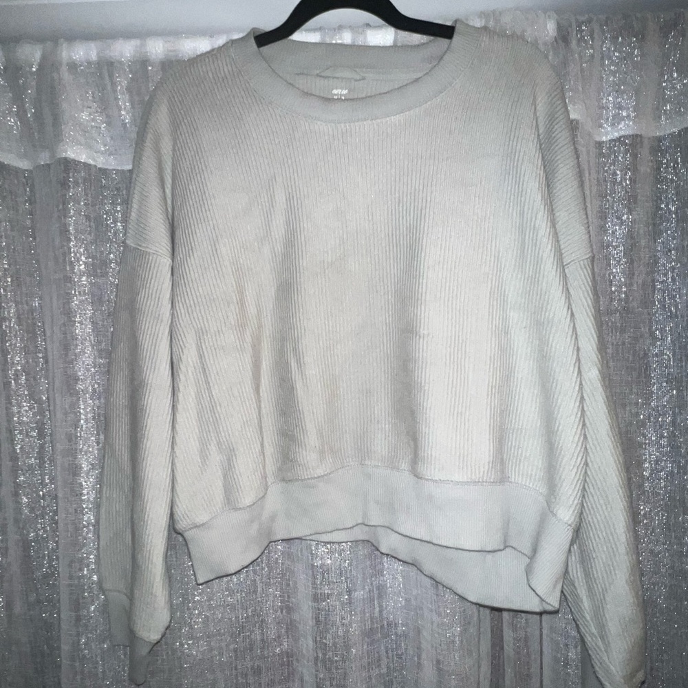 Grey Corduroy Aerie Crew Neck Sweater